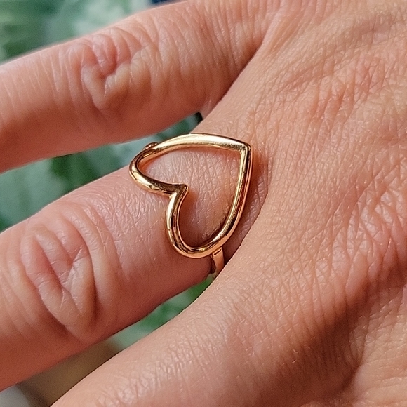 Open Heart Gold Tone Fashion Ring - Picture 3 of 10